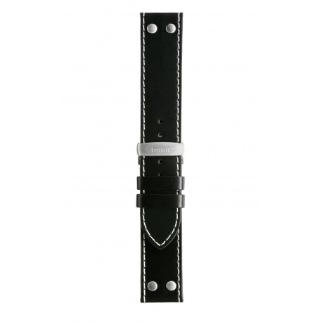 T5 Aviator leather watch strap, BLACK
